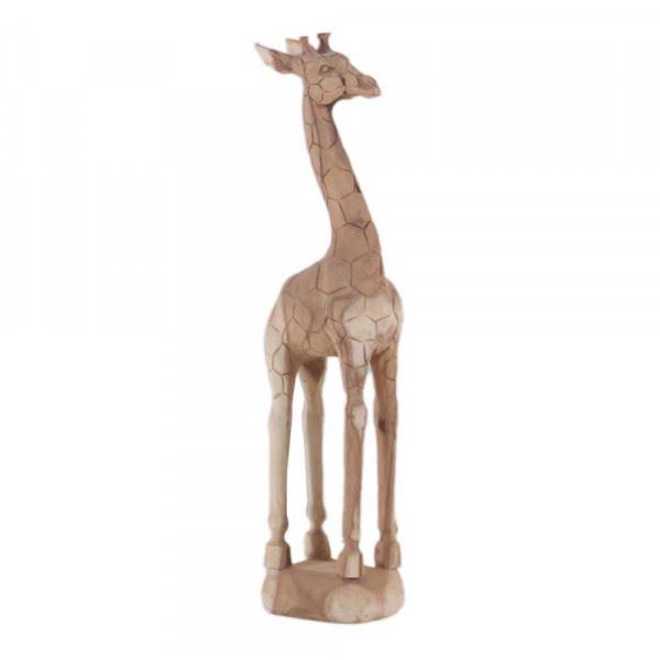 Wohndekoration Tierskulptur Giraffe aus Teakholz ca. 80 cm