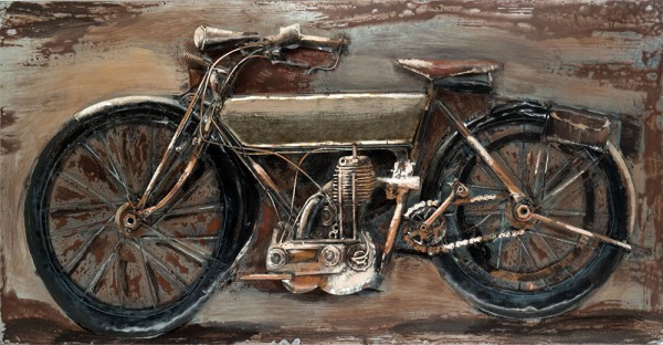 Handgefertigtes Metallbild Motorcycle Antique ca. 120x60 cm