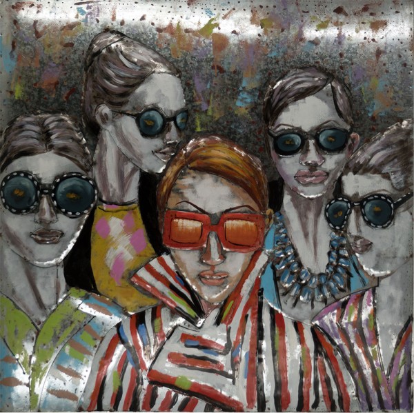 Handgefertigtes Metallbild Woman Sunglasses ca. 100x100 cm