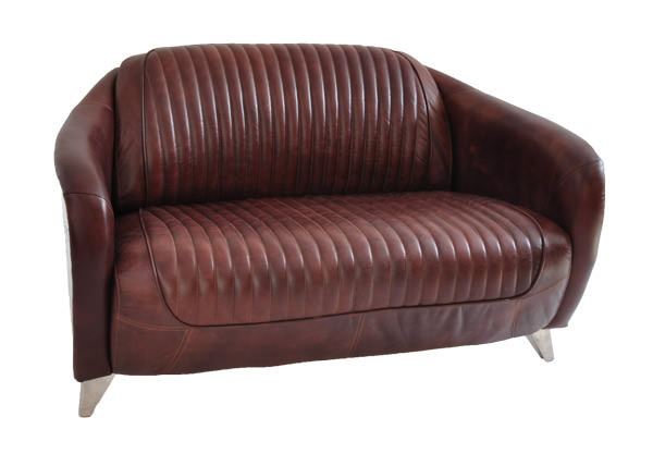 Clubsofa Aberford 2-Sitzer Vintage Leder Chrom Frontansicht