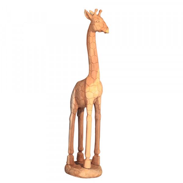 Wohndekoration Tierskulptur Giraffe aus Teakholz ca. 150 cm