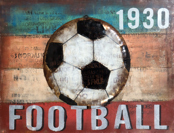Handgefertigtes Metallbild Soccer 80x60 cm