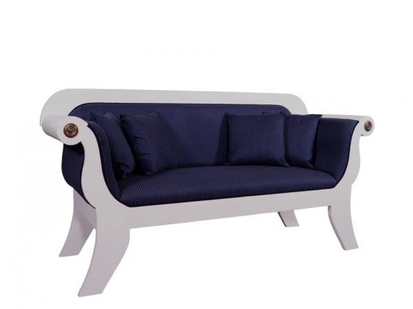 Biedermeier Sofa 3-Sitzer weiß / blau