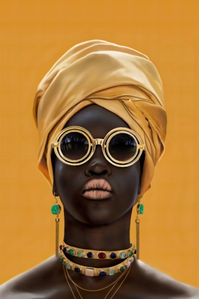 Glasbild / UV-Druck African Woman DT-125 ca. 120x80 cm; 11kg - Gehärtetes Glas inkl. Aufhängung